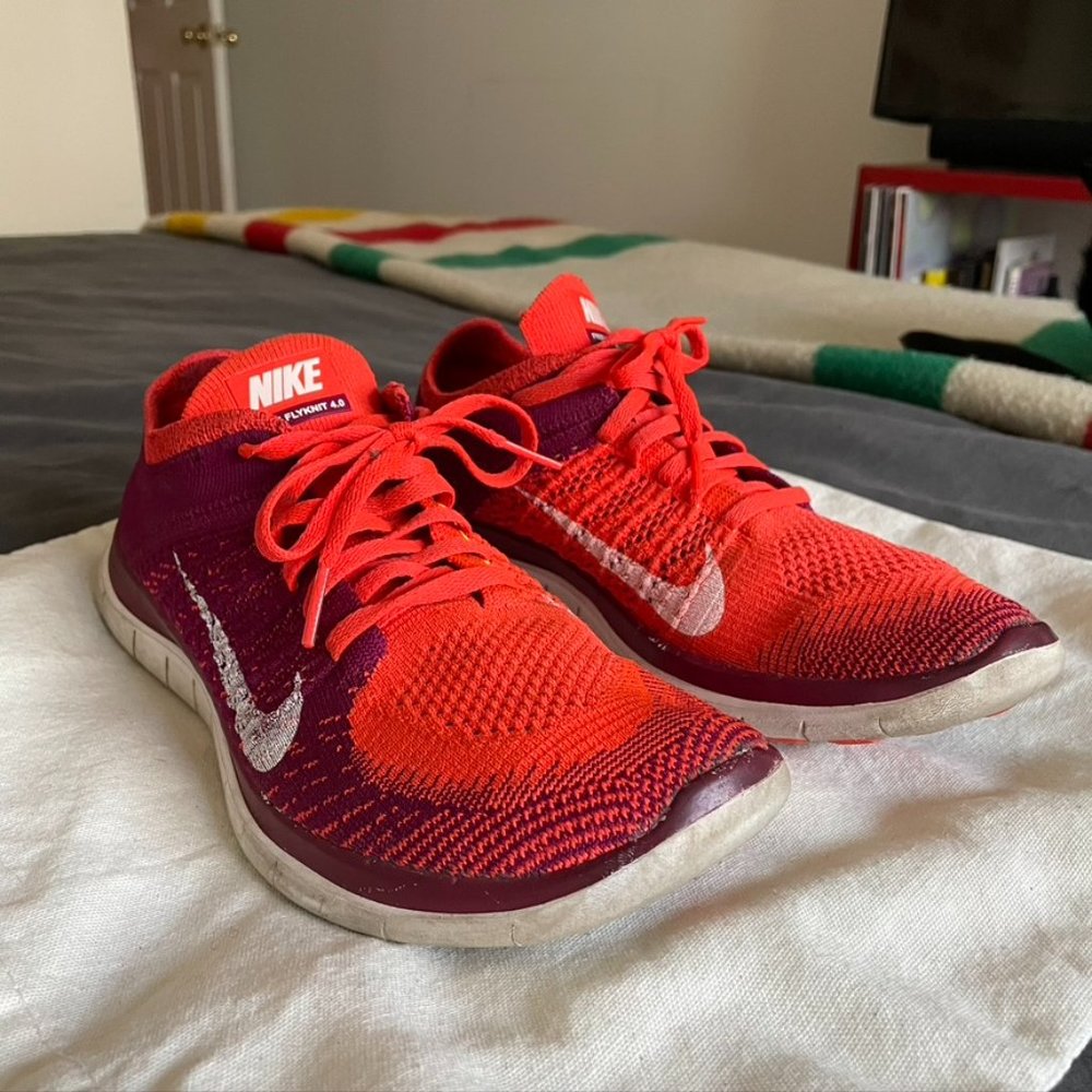 Neon Orange Nike Free Flyknit 4.0 Running Shoes